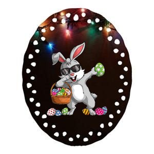 Dabbing Rabbit Easter Day Eggs Dab Gift Bunny Ceramic Oval Ornament