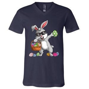 Dabbing Rabbit Easter Day Eggs Dab Gift Bunny V-Neck T-Shirt