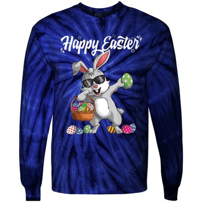 Dabbing Rabbit Easter Day Eggs Dab Tie-Dye Long Sleeve Shirt