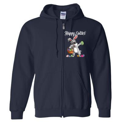 Dabbing Rabbit Easter Day Eggs Dab Full Zip Hoodie