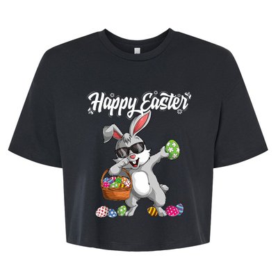 Dabbing Rabbit Easter Day Eggs Dab Gift Bunny Bella+Canvas Jersey Crop Tee