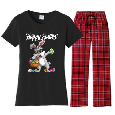 Dabbing Rabbit Easter Day Eggs Dab Gift Bunny Women's Flannel Pajama Set