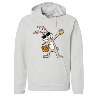 Dabbing Rabbit Easter Day Eggs Dab Performance Fleece Hoodie