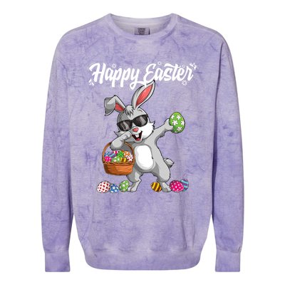 Dabbing Rabbit Easter Day Eggs Dab Boys Girls Kid Gift Bunny Gift Colorblast Crewneck Sweatshirt