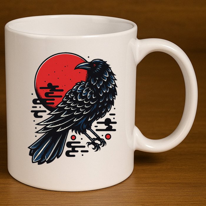 Dark Raven Epic Ninja Fight Anime 11oz C Handle Ceramic Mug