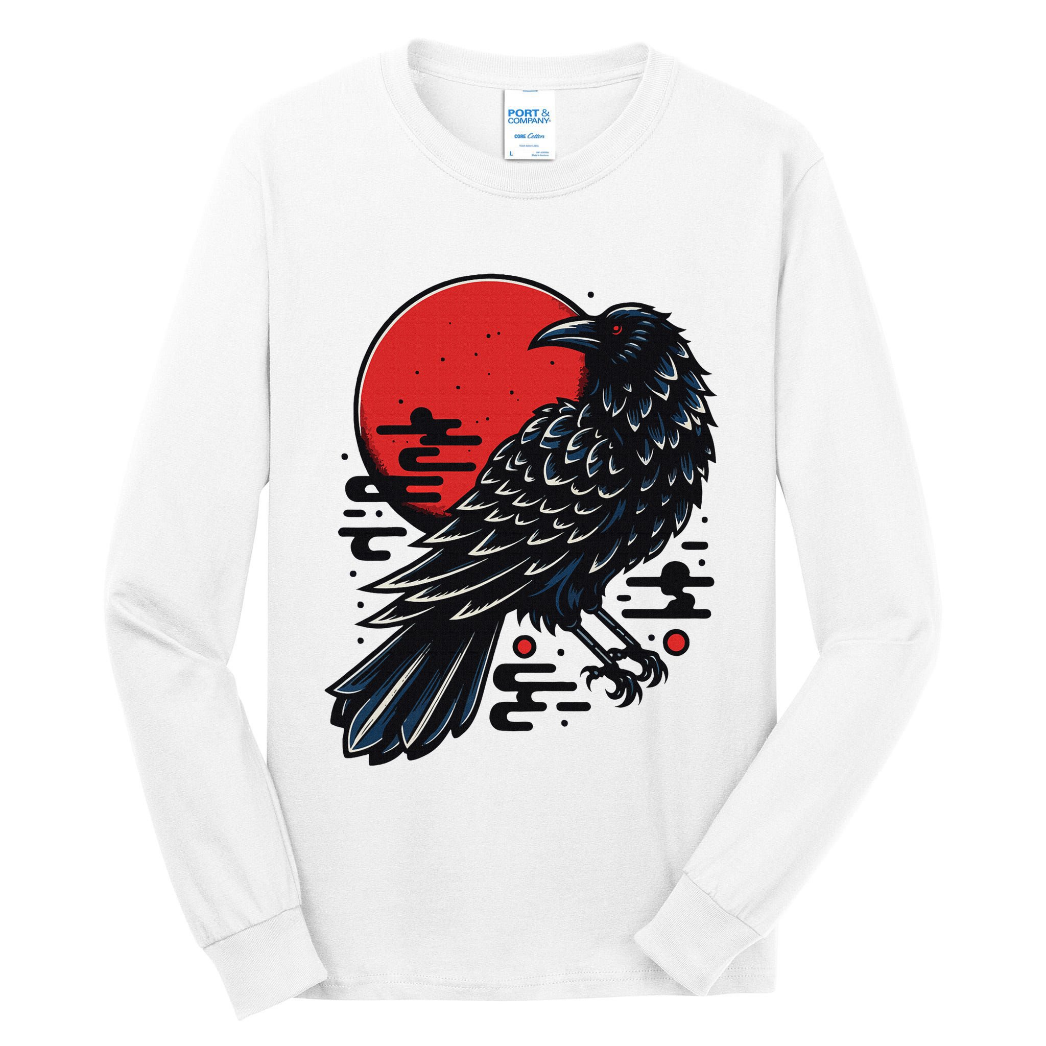 Dark Raven Epic Ninja Fight Anime Tall Long Sleeve T-Shirt