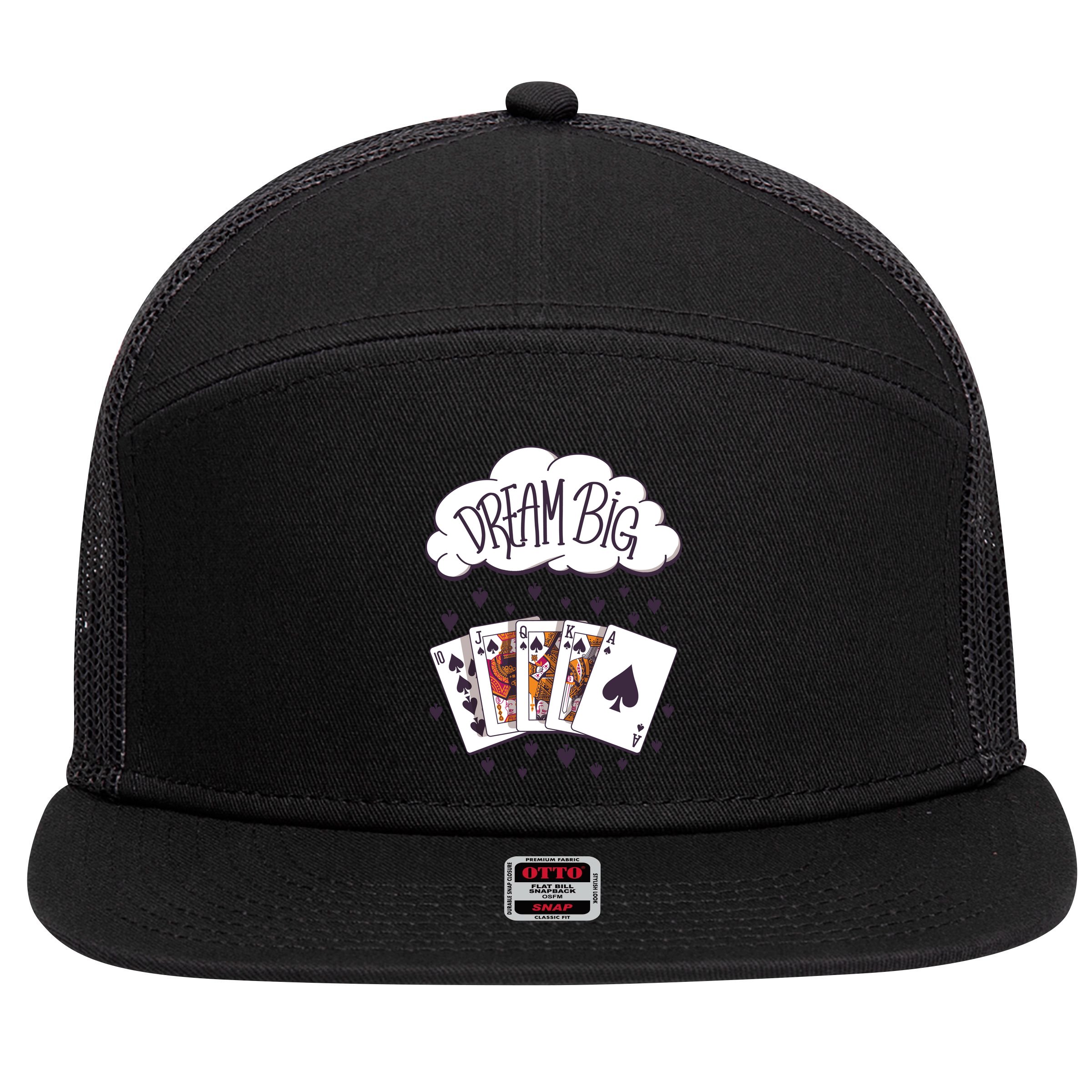 Dream Big Poker Hand 7 Panel Mesh Trucker Snapback Hat
