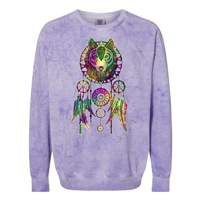 Dream Catcher Wolf Galaxy Colorblast Crewneck Sweatshirt