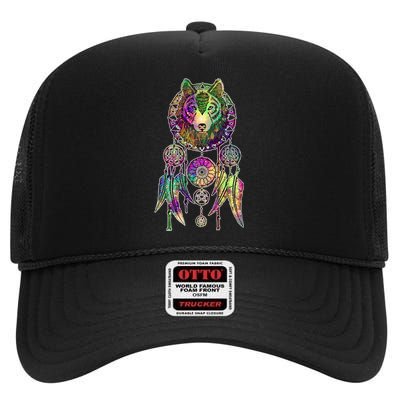 Dream Catcher Wolf Galaxy High Crown Mesh Back Trucker Hat