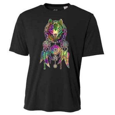 Dream Catcher Wolf Galaxy Cooling Performance Crew T-Shirt