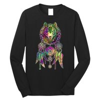 Dream Catcher Wolf Galaxy Long Sleeve Shirt