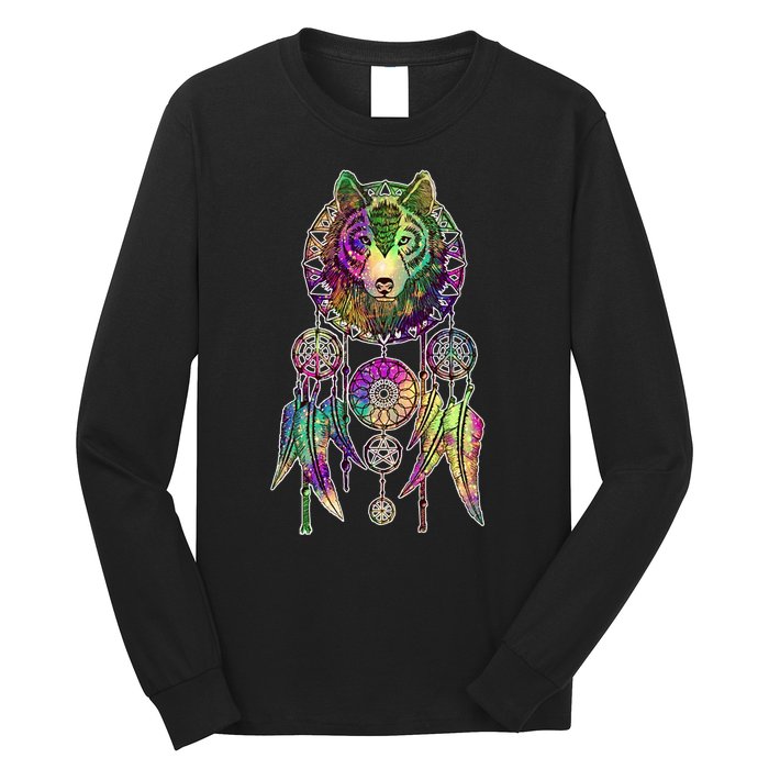 Dream Catcher Wolf Galaxy Long Sleeve Shirt