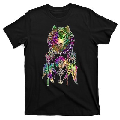 Dream Catcher Wolf Galaxy T-Shirt