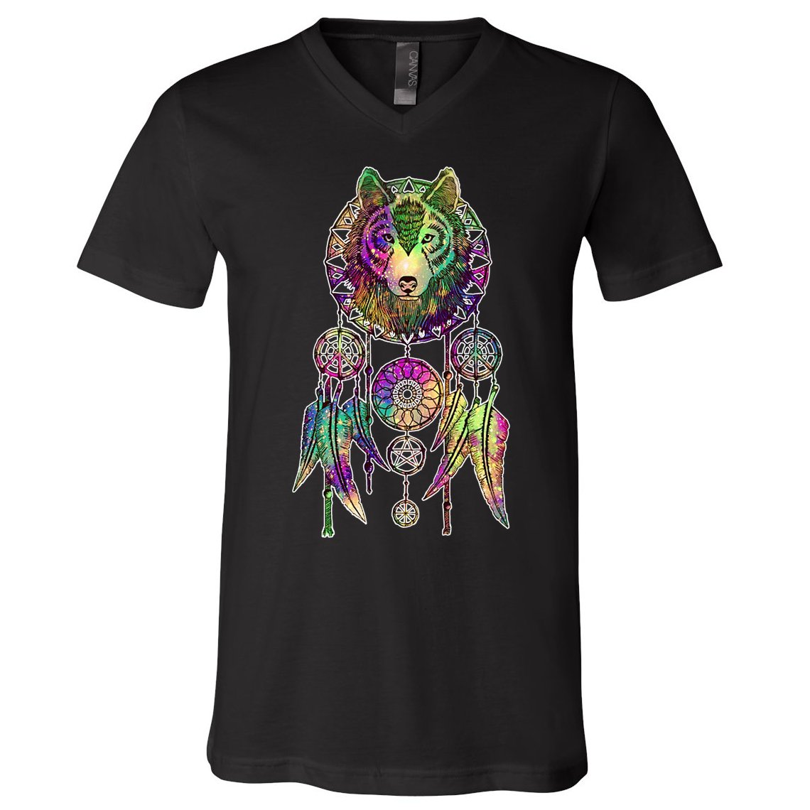 Dream Catcher Wolf Galaxy V-Neck T-Shirt