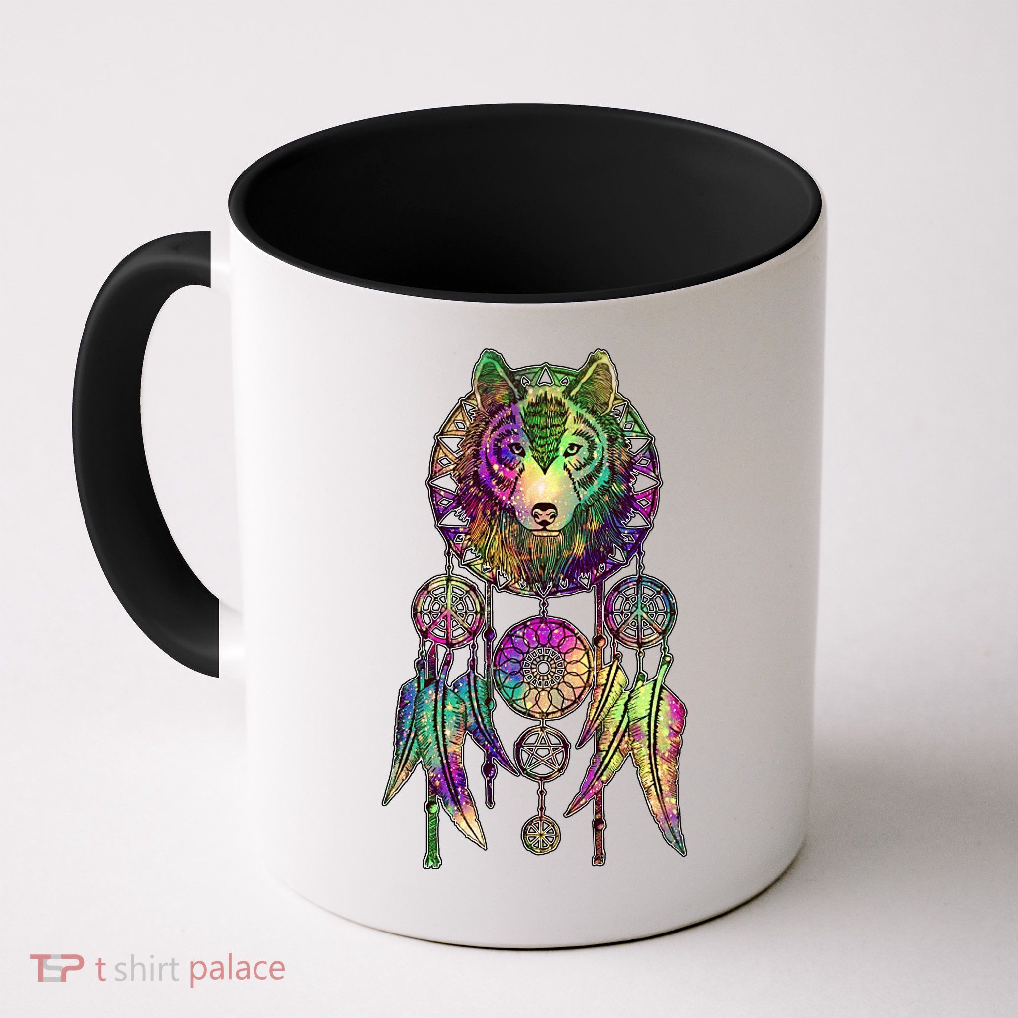 Dream Catcher Wolf Galaxy Coffee Mug