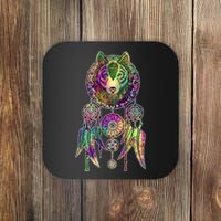 Dream Catcher Wolf Galaxy Coaster