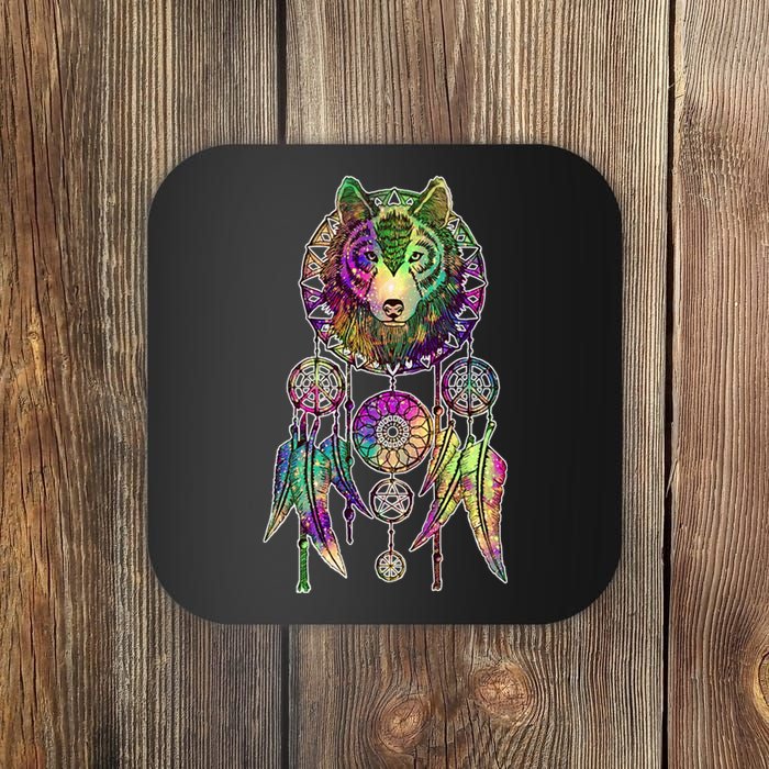 Dream Catcher Wolf Galaxy Coaster