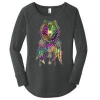 Dream Catcher Wolf Galaxy Women's Perfect Tri Tunic Long Sleeve Shirt