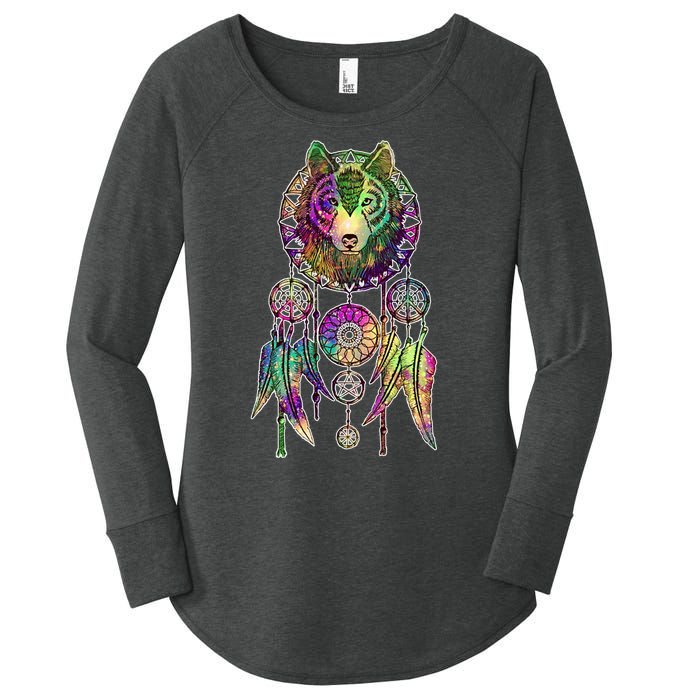 Dream Catcher Wolf Galaxy Women's Perfect Tri Tunic Long Sleeve Shirt