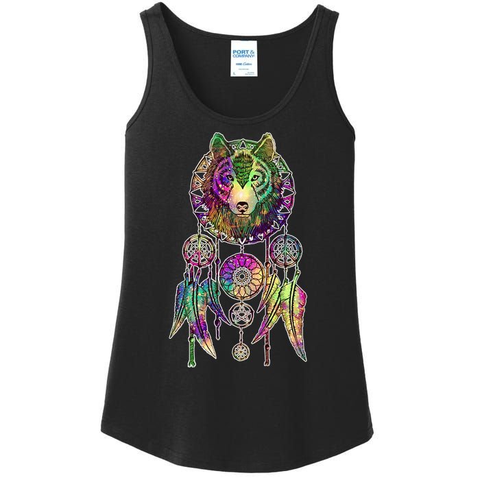 Dream Catcher Wolf Galaxy Ladies Essential Tank