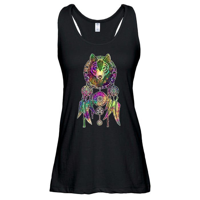 Dream Catcher Wolf Galaxy Ladies Essential Flowy Tank