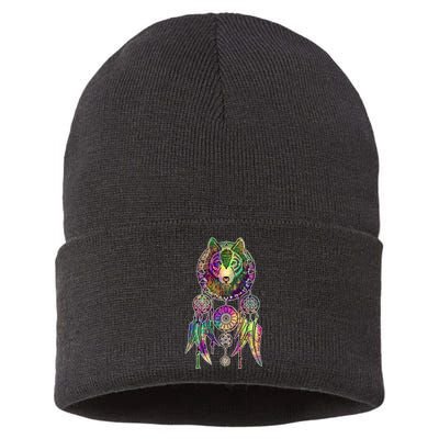 Dream Catcher Wolf Galaxy Sustainable Knit Beanie