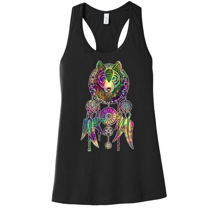 Dream Catcher Wolf Galaxy Women's Racerback Tank