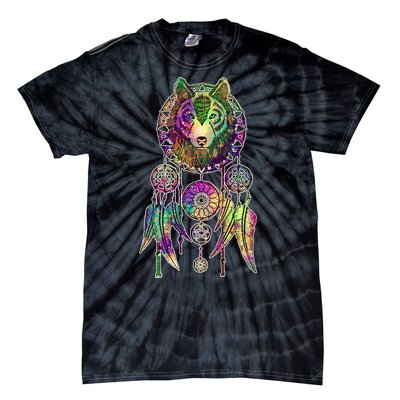 Dream Catcher Wolf Galaxy Tie-Dye T-Shirt