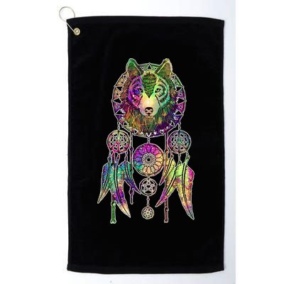 Dream Catcher Wolf Galaxy Golf Towel