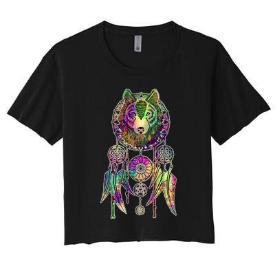 Dream Catcher Wolf Galaxy Crop Top