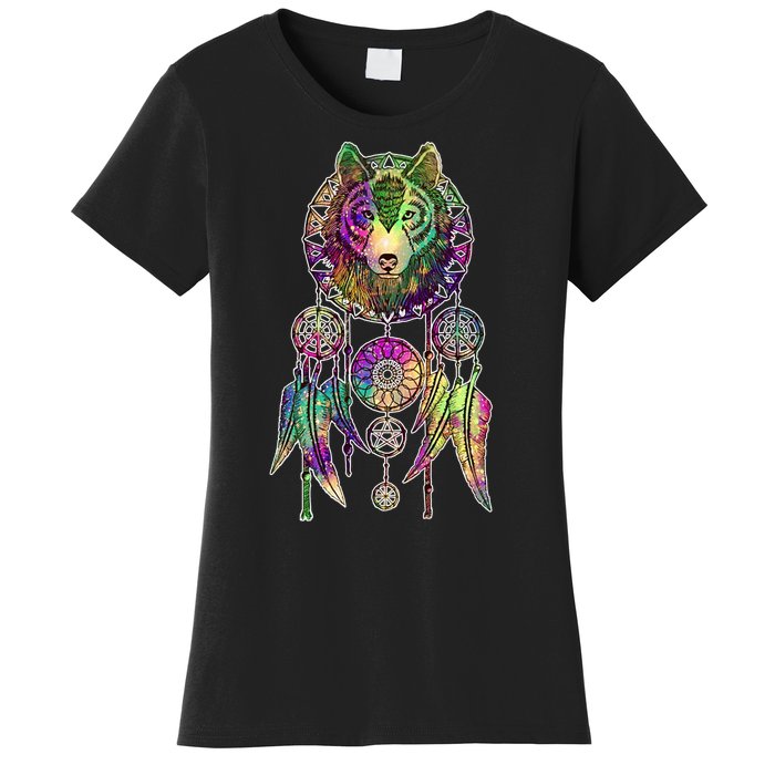 Dream Catcher Wolf Galaxy Women's T-Shirt