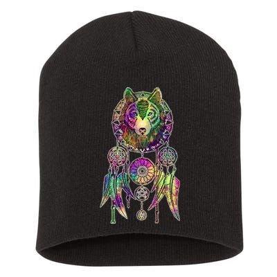 Dream Catcher Wolf Galaxy Short Acrylic Beanie