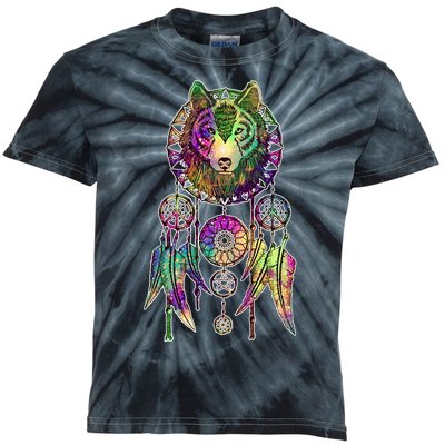 Dream Catcher Wolf Galaxy Kids Tie-Dye T-Shirt