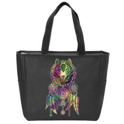 Dream Catcher Wolf Galaxy Zip Tote Bag