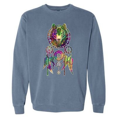 Dream Catcher Wolf Galaxy Garment-Dyed Sweatshirt