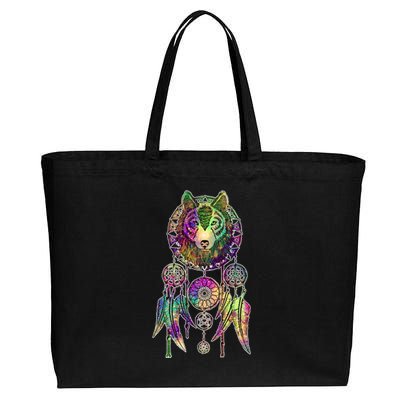 Dream Catcher Wolf Galaxy Cotton Canvas Jumbo Tote