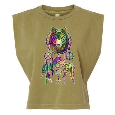 Dream Catcher Wolf Galaxy Garment-Dyed Women's Muscle Tee