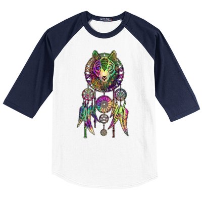 Dream Catcher Wolf Galaxy Baseball Sleeve Shirt