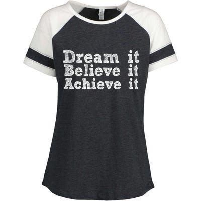 Dream It Believe It Achieve It Enza Ladies Jersey Colorblock Tee