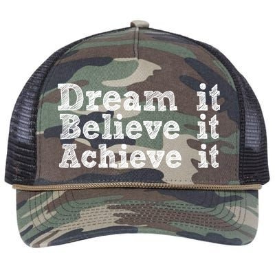 Dream It Believe It Achieve It Retro Rope Trucker Hat Cap