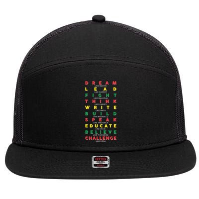 Dream Lead Fight Think Black History Month 7 Panel Mesh Trucker Snapback Hat