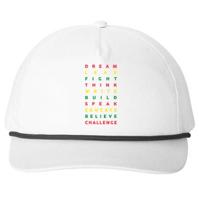 Dream Lead Fight Think Black History Month Snapback Five-Panel Rope Hat