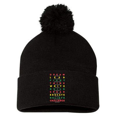 Dream Lead Fight Think Black History Month Pom Pom 12in Knit Beanie