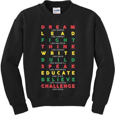 Dream Lead Fight Think Black History Month Kids Sweatshirt