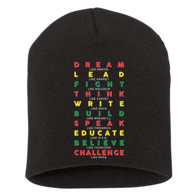 Dream Lead Fight Think Black History Month Short Acrylic Beanie