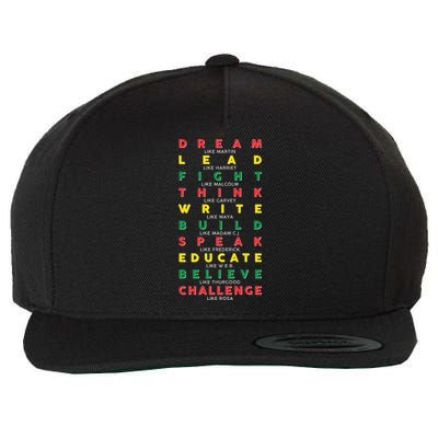 Dream Lead Fight Think Black History Month Wool Snapback Cap