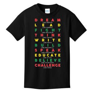 Dream Lead Fight Think Black History Month Kids T-Shirt