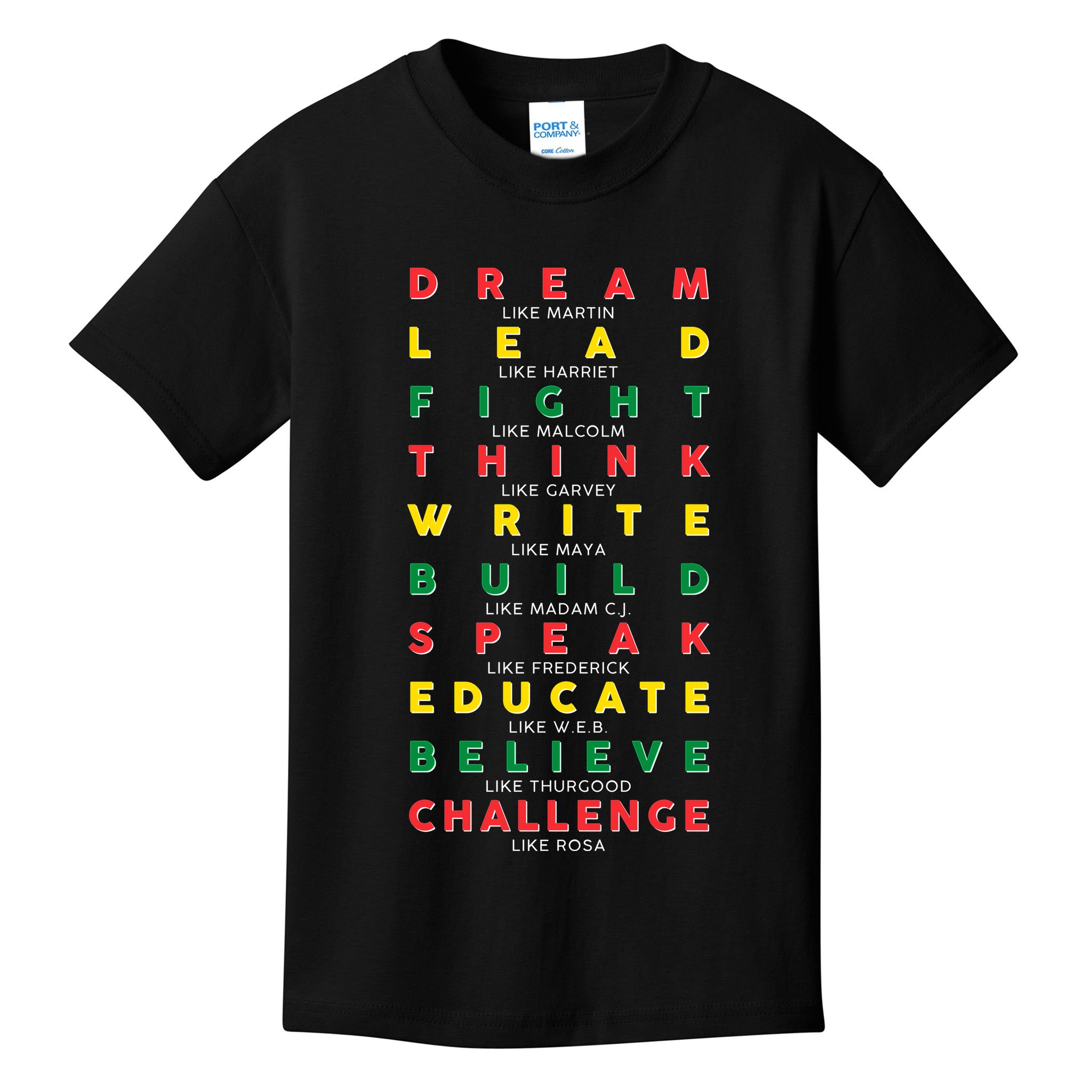 Dream Lead Fight Think Black History Month Kids T-Shirt