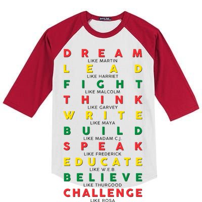 Dream Lead Fight Think Black History Month Kids Colorblock Raglan Jersey