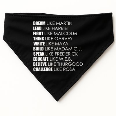 Dream Lead Fight Think Write Build Speak Educate Believe Challenge USA-Made Doggie Bandana
